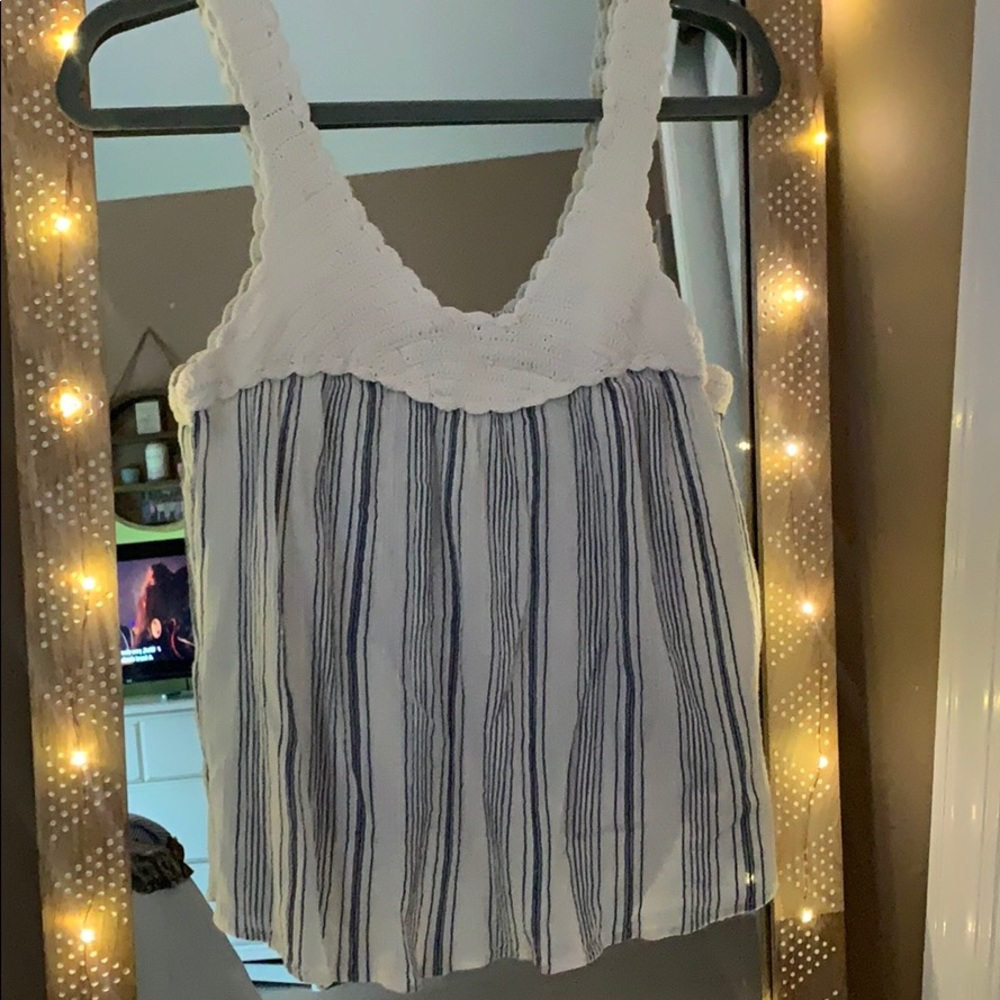 Crochet Blue & White Striped Top